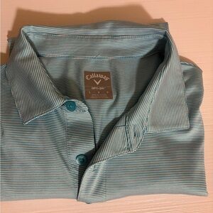 Callaway Men's Teal Micro-Striped Golf Polo
